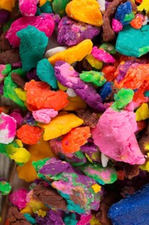 Dry colorful play dough in smal pieces