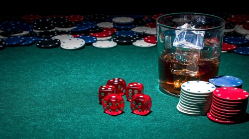 Glass whiskey casino table