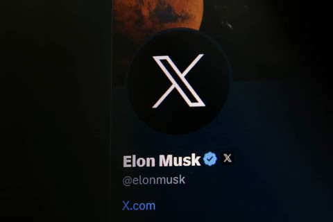 Symbolic image social media, close-up of a dark screen with X logo in Elon Musk's account on the
