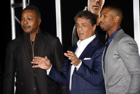 Carl Weathers, Sylvester Stallone and Michael B. Jordan at the Los Angeles premiere of 'Creed' held