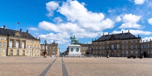Copenhagen, Denmark - 13 June, 2021: view of the equestrian statue of Frederik V and the