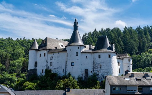 Clervaux, Luxembourg - 4 June, 2022: view of the picturesque and historic city center of Clervaux