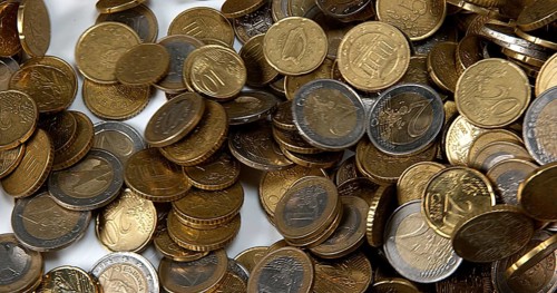 Euro Coins Falling