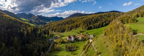 Holy Orthodox Monastery of Johannes Kapodistrias, former Benedictine Abbey, aerial view, Beinwil am