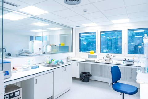 Interior of a modern laboratory research in a hospital with no people