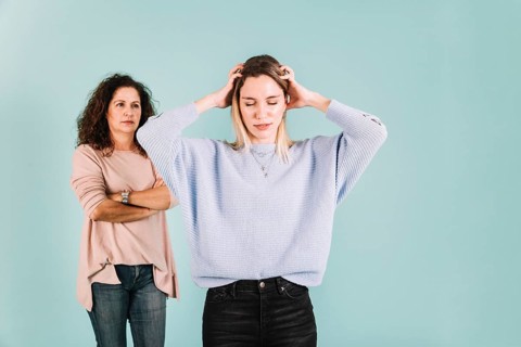 Young woman arguing with mother