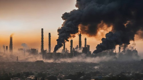 Environment pollution and ecology disaster and global warming. Smoke and air pollution. Pollution