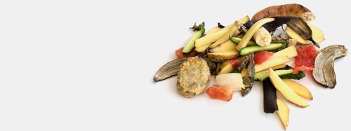 Top view waste with organic vegetables