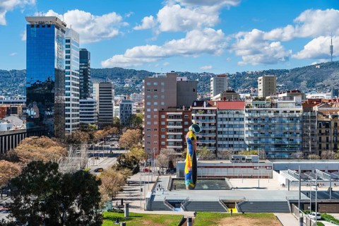 Woman and bird, Dona i Ocell, sculpture by Joan Miró at Park Miró in Barcelona, Spain, Europe