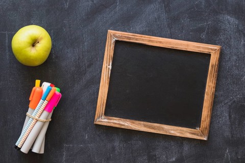 Blackboard with frame markets apple