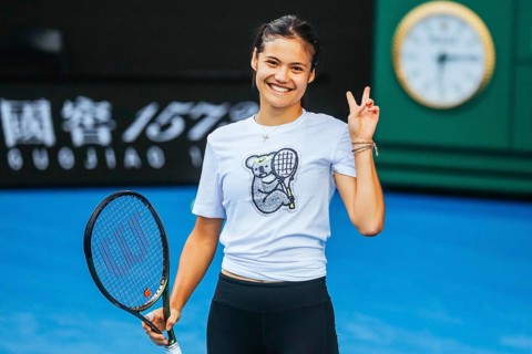 EMMA RADUCANU of Great Britain during a practice session ahead of the 2022 Australian Open at