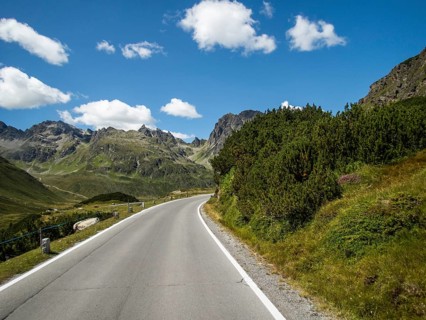 Silvretta High Alpine Road, Alpine peaks behind, Vorarlberg, Austria, Europe