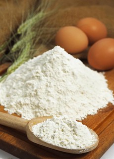 Wheat flour and eggs, ingredients for cake recipe