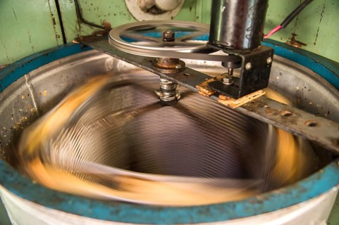 Old Hand-made automated Honey Extractor. Honey Extractor Beekeeping Equipment