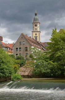 River section on the jagst, jagsttal, jagst, crailsheim, schwaebisch hall, baden-wuerttemberg,
