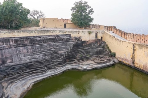 Jaipur, India, December 12, 2019: The historic step well inside Nahargarh Fort, Asia