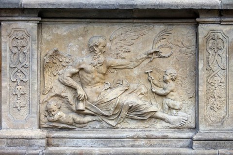 18th century bas-relief of the Chronos (God in Greek mythology) (personification of Time) by Johann