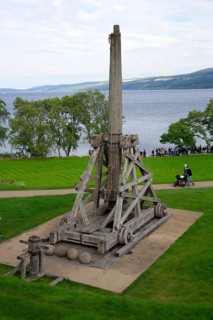Trebuchet, Urquhart Castle, Loch Ness, Highland, Scotland, Great Britain, Europe, Litter, Blide