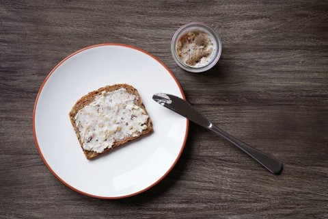 slice of bread and dripping or crackling fat or lard with greaves called Schmalzbrot in Germany