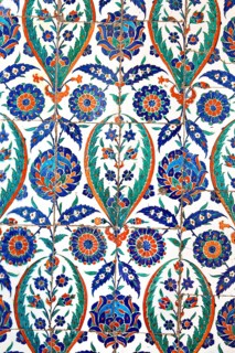 Wall tiles in the Sultanahmet Mosque, Istanbul, Turkey, Asia