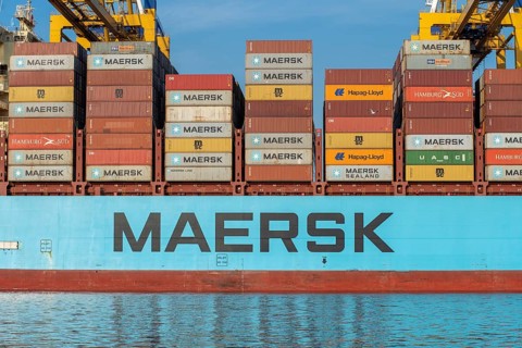 Bremerhaven, Geramny, September 15, 2020: Maersk container ships at the EUROGATE Container Terminal