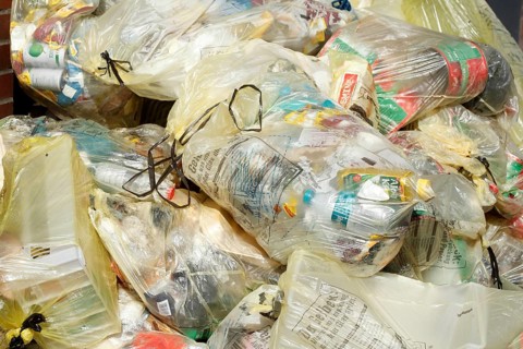 Yellow bags for plastic waste, waste separation, Germany, Europe