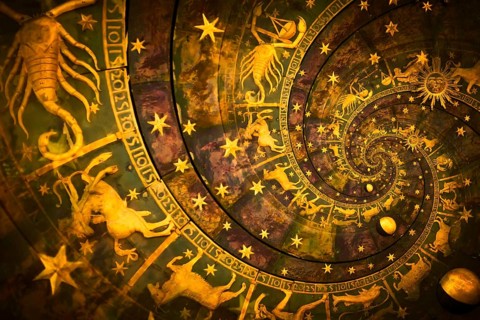 Astrology and alchemy sign background illustration - black