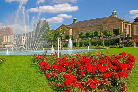 Spa hotel, spa garden, Spa, Bad Kissingen, Bavaria, Germany, Europe