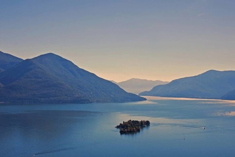 Isole di Brissago, view from Ronco sopra Ascona, Lake Maggiore, Ticino, Switzerland, Europe