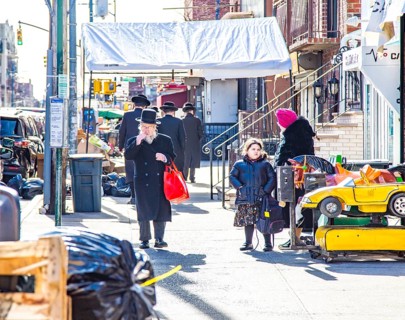 Abkhazian Jew in typical traditional costume on Lee Ave, Williamsburg, Brooklyn, New York City