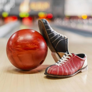 Red bowling ball bowling shoes. Resolution and high quality beautiful photo