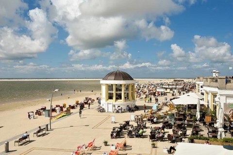 Music pavilion on the Wandelbahn on the beach, Borkum, East Frisian Island, East Frisia, Lower