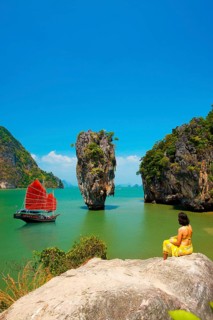 Junk in Phang Nga Bay, Bond Rock, Phuket, Thailand, Phangnga, Asia