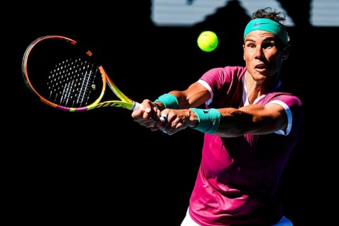 MELBOURNE, AUSTRALIA, JANUARY 25: Rafael Nadal of Spain beats Denis Shapovalov of Canada on day 9