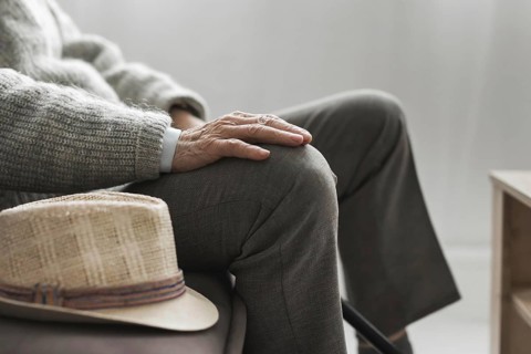 Side view man with his hat nursing home. Resolution and high quality beautiful photo