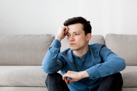 Front view boy with anxiety