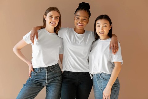 Happy women posing together