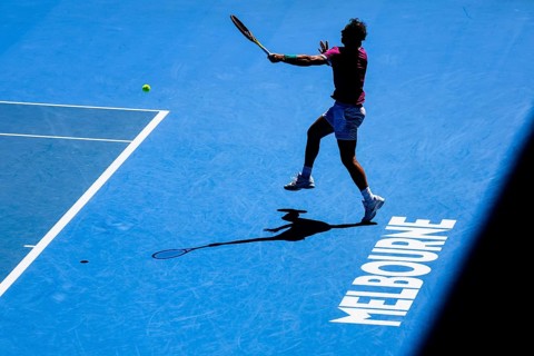 MELBOURNE, AUSTRALIA, JANUARY 25: Rafael Nadal of Spain beats Denis Shapovalov of Canada on day 9