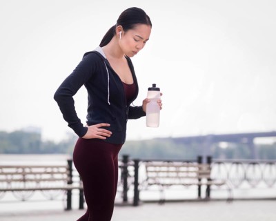 Athletic young woman ready train outdoors