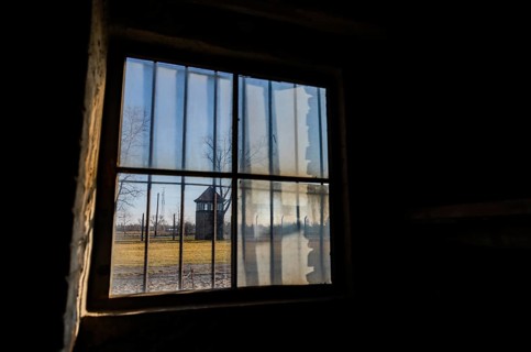 A picture of the inside of a barracks at Auschwitz II, Birkenau