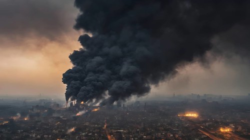 Environment pollution and ecology disaster and global warming. Smoke and air pollution. Pollution