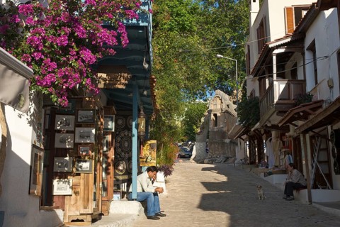 Sarcophagus in the old town of Kas, Riviera, Lycia, Turkish south coast, Turkey, Asia