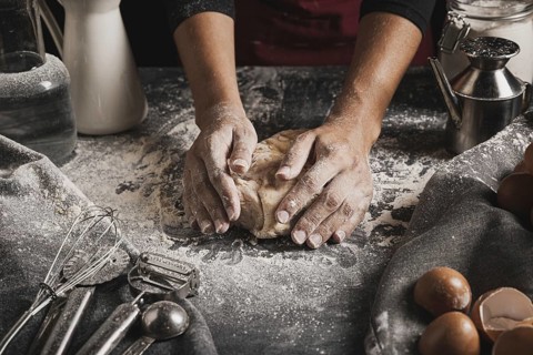 Kneading dough composition bakery top. Resolution and high quality beautiful photo