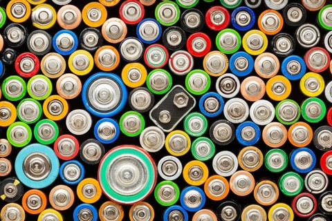 Top view battery pollution waste. Beautiful photo