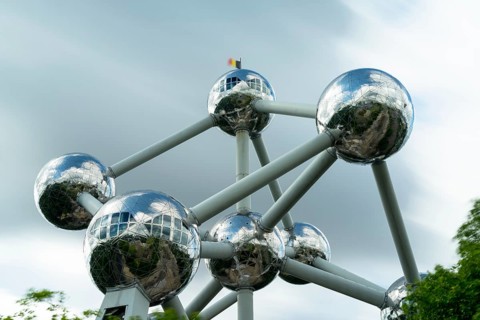 Brussels, Belgium - 6 June, 2022: long exposure of the Atomium in downtown Brussels