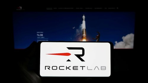 Stuttgart, Germany, 03-10-2023: Person holding smartphone with logo of aerospace company Rocket Lab
