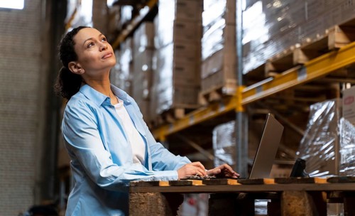 Woman working warehouse
