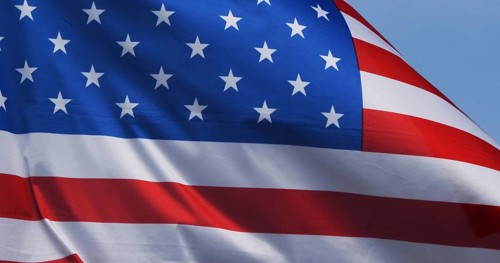 American Flag Waving in the Wind, Normandy