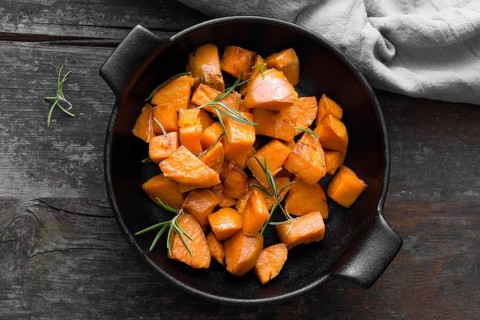 Top view sweet potato meal. Beautiful photo