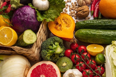 High angle assortment vegetables